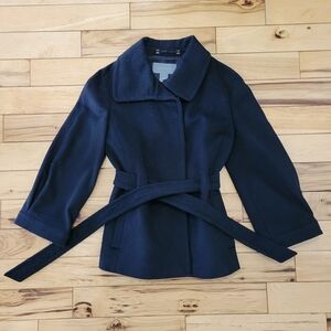 Ann Taylor Belted Wool Peacoat Winter Jacket Form fitting wide sleeves